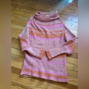 Striped Pink and Orange Women's Sweater free people